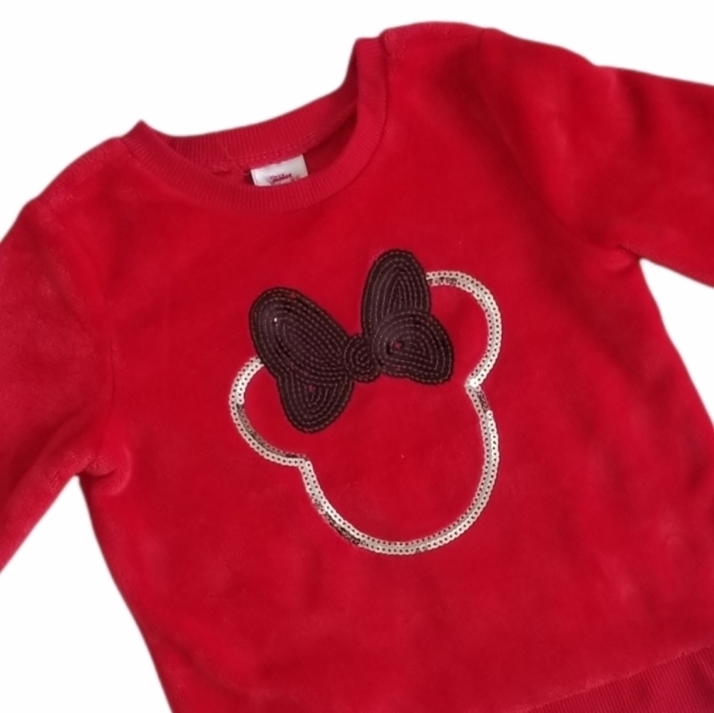 Disney Girls Cozy & Dolled Up Sequined Minnie Mouse Silhouette Fleece Pullover S